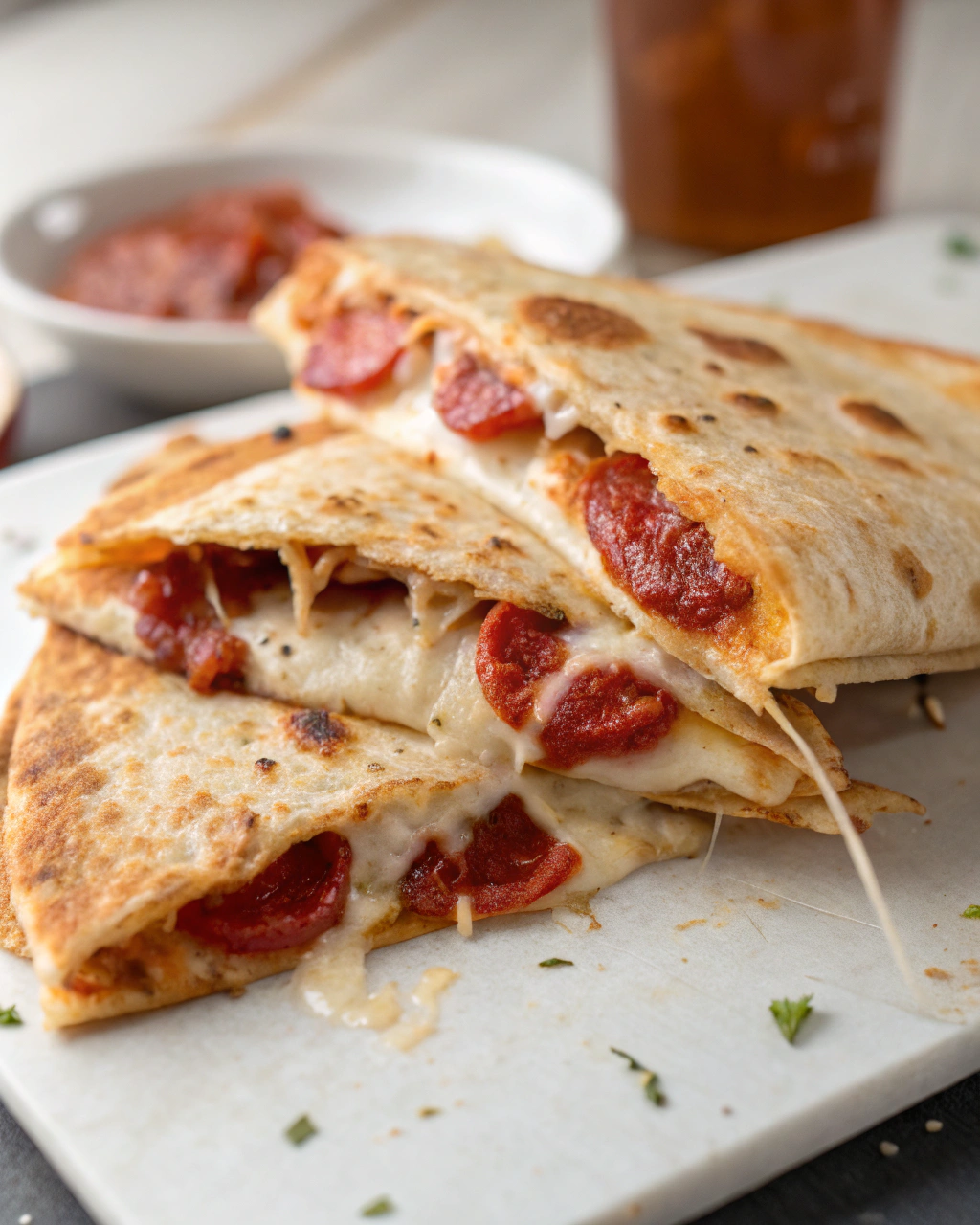 5-Minute Pepperoni Pizza Quesadilla